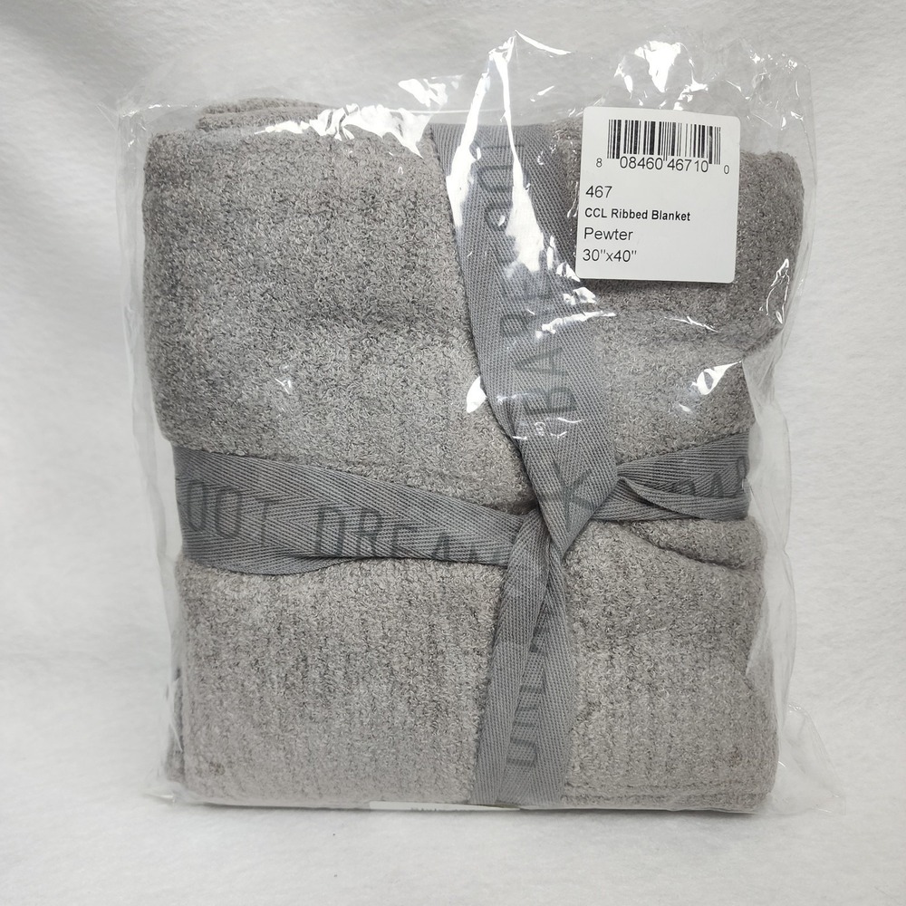 Barefoot Dreams CozyChic Lite Ribbed Blanket Unisex Kids Pewter Size 30x40